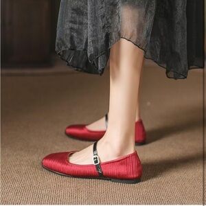 Holiday Ruby Red Mary Jane Flats NEW size 9 Christmas party